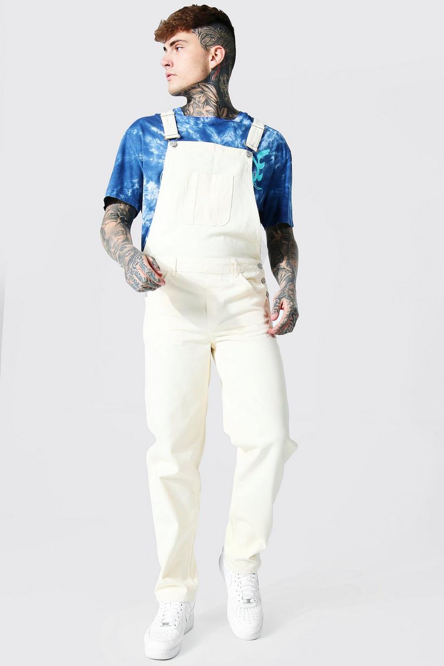 Ecru Relaxed Fit Long Dungaree image number 1