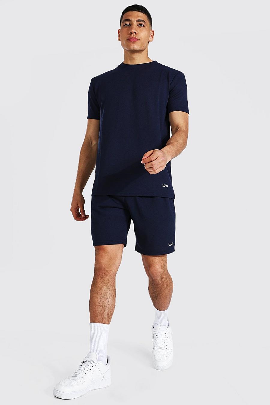 Basic T-Shirt und Shorts Set, Navy image number 1