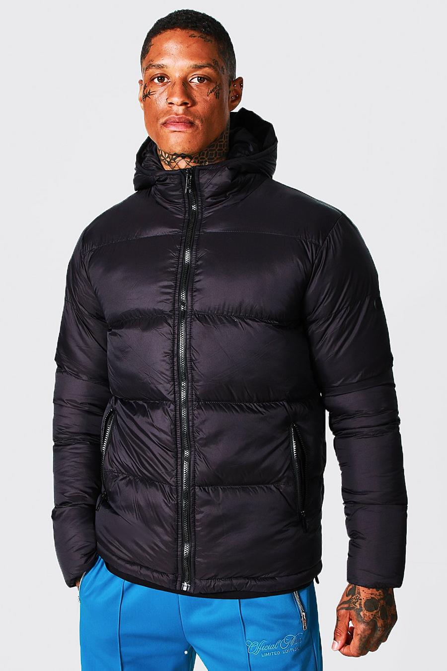 שחור מעיל פוף עם מיתוג Man image number 1