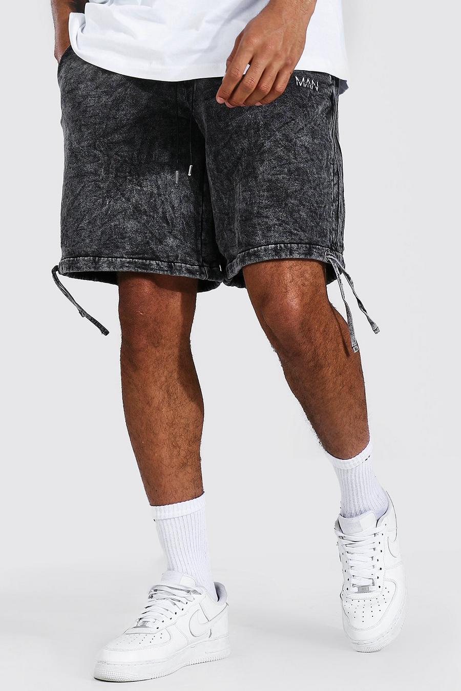 Charcoal Loose Original Man Seam Acid Wash Shorts image number 1