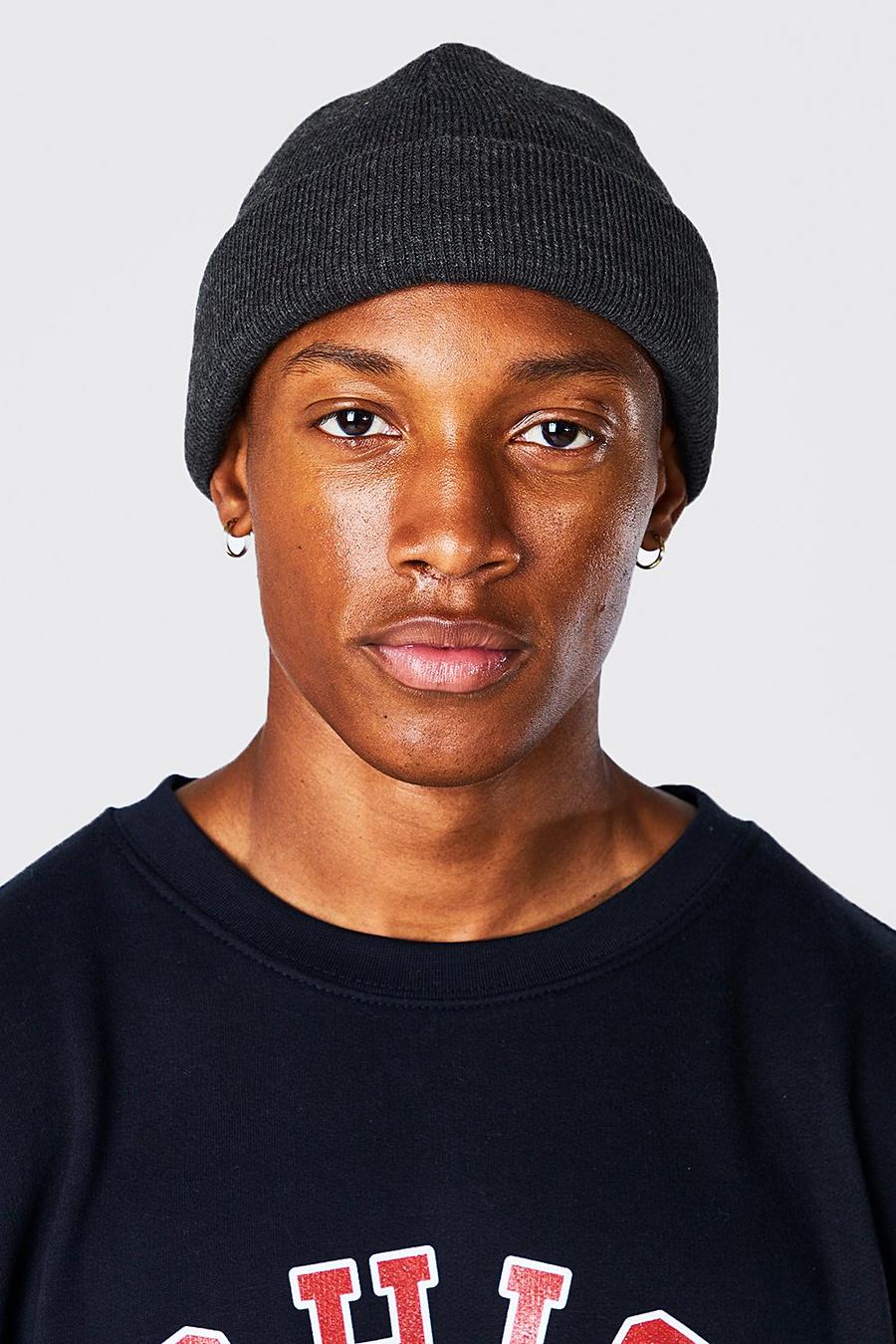Charcoal Flat Knit Micro Beanie image number 1