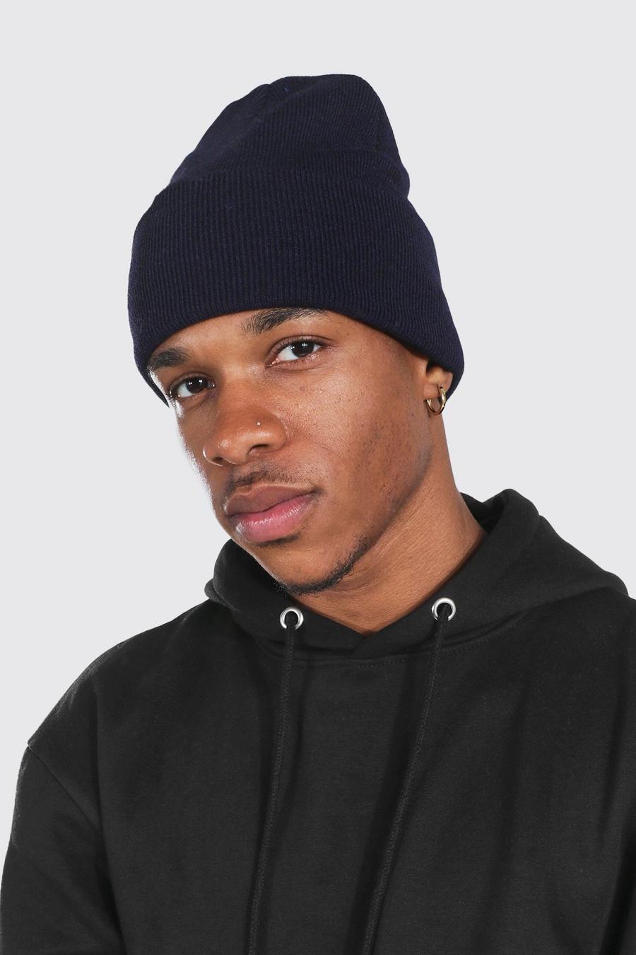 Navy Flat Knit Classic Beanie image number 1