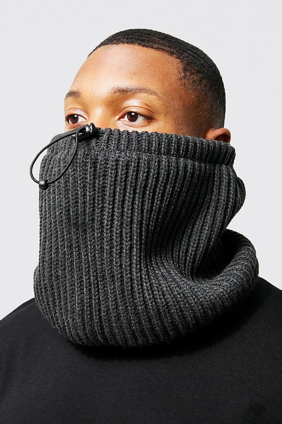 Charcoal Reversible Knitted & Fleece Snood image number 1