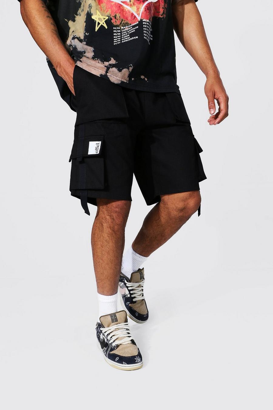 Original Man Cargo-Shorts mit elastischem Bund, Black image number 1