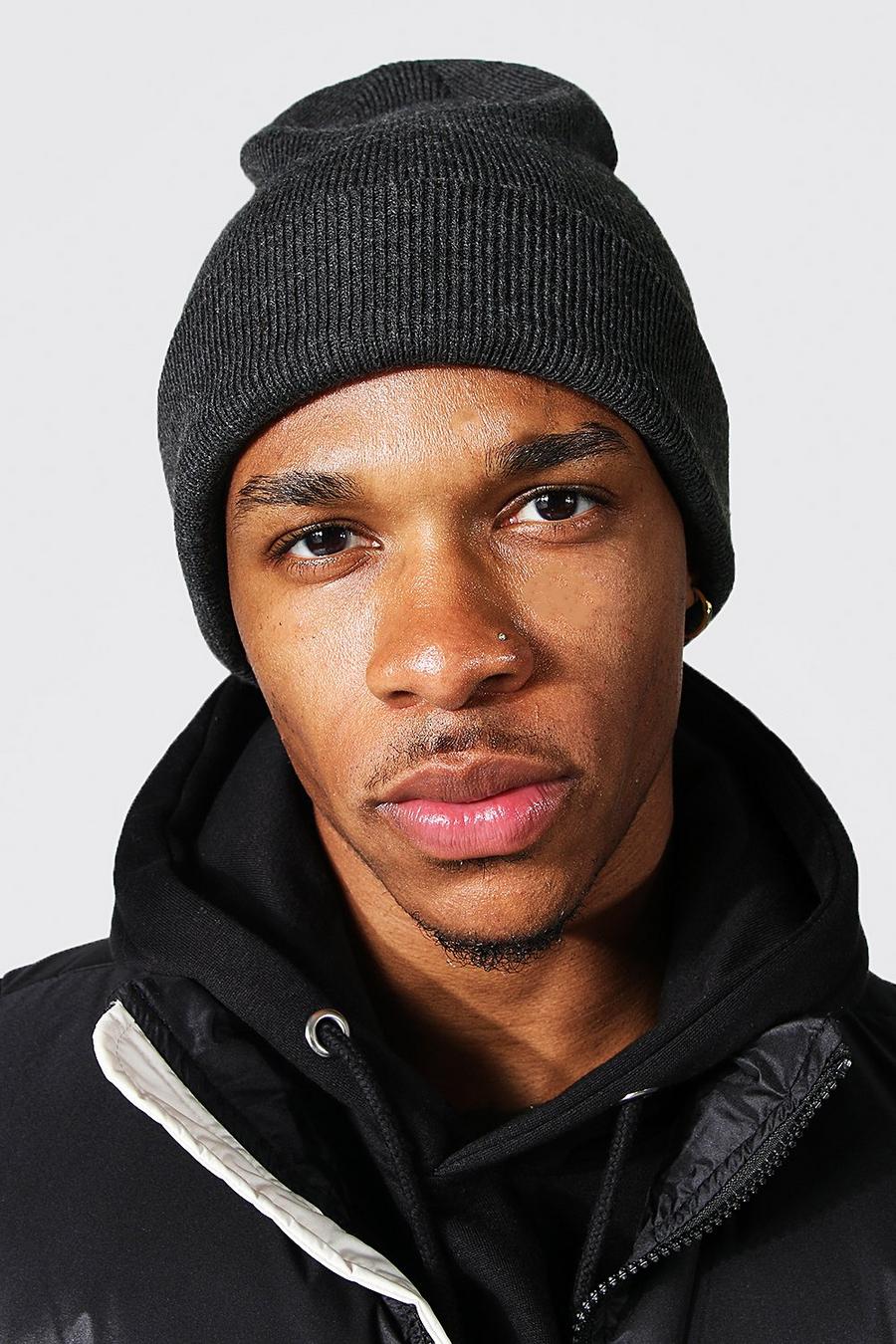 Charcoal Flat Knit Classic Beanie image number 1