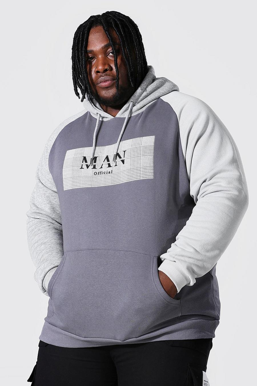 Grey Plus size - MAN Roman Hoodie med blockfärger image number 1