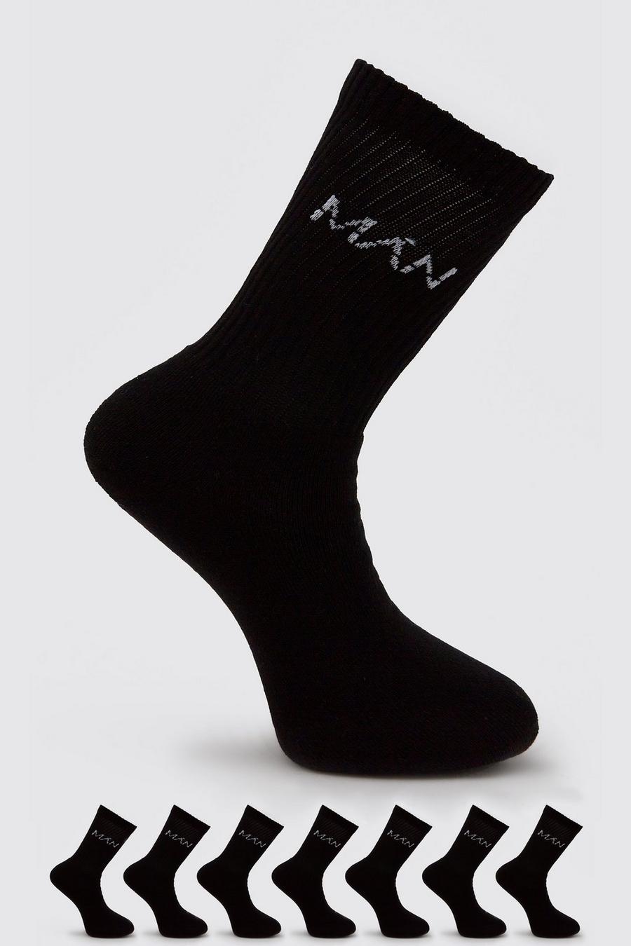 Pack de 7 pares de calcetines deportivos con logo Dash lisos MAN, Negro image number 1