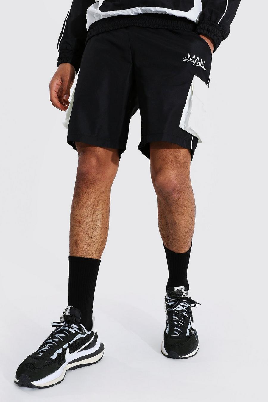 Black Tonal Shorts With Rubber Branding image number 1