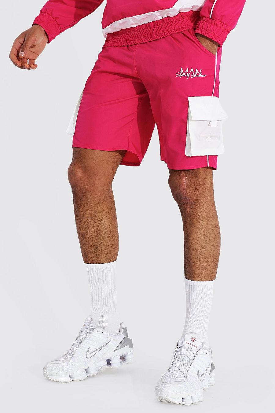 Pink Tonal Shorts With Rubber Branding image number 1