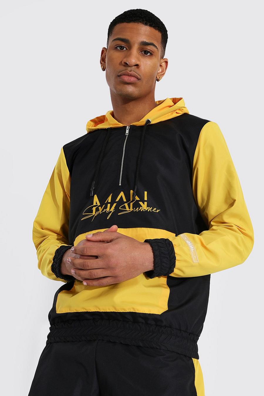 Yellow Contrast Pocket Cagoule With Drawcords image number 1