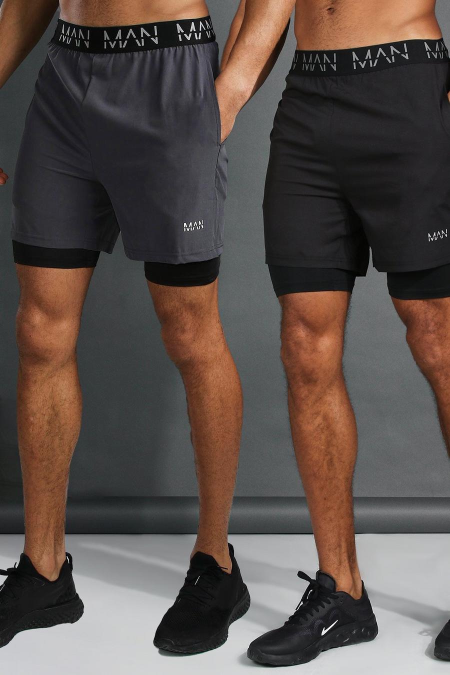 Multi Man Active Gym 2 Pack 2-In-1 Shorts image number 1