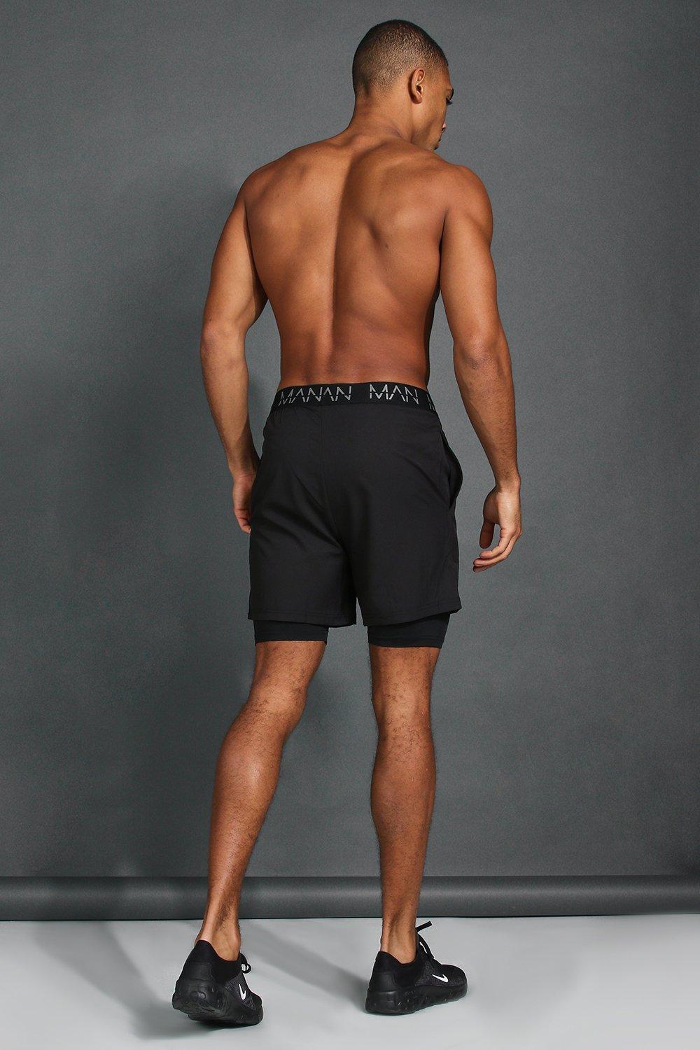 Man Active Gym 2-In-1 Legging Shorts