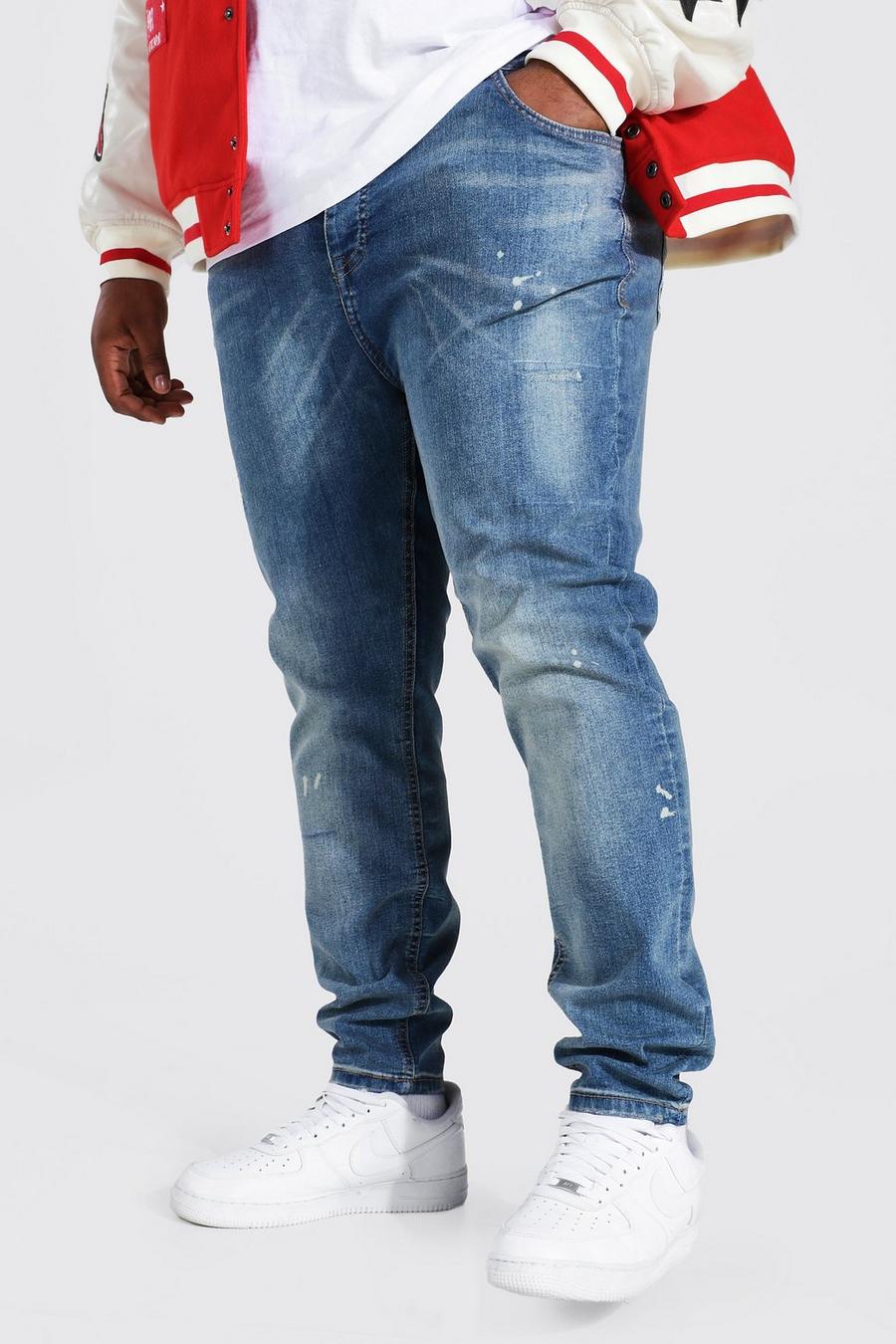 Vintage blue Plus - Super skinny jeans med färgstänk image number 1