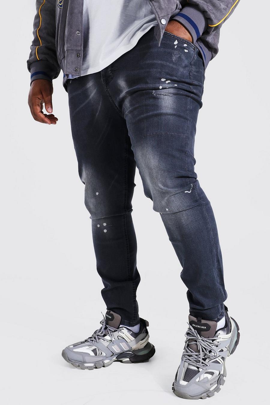 Dark grey Plus - Super skinny jeans med färgstänk image number 1