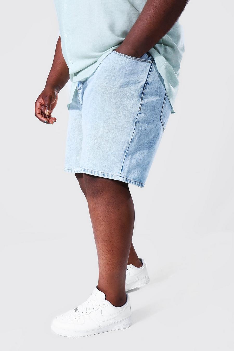 Ice blue Plus Relaxed Fit Rigid Denim Short image number 1