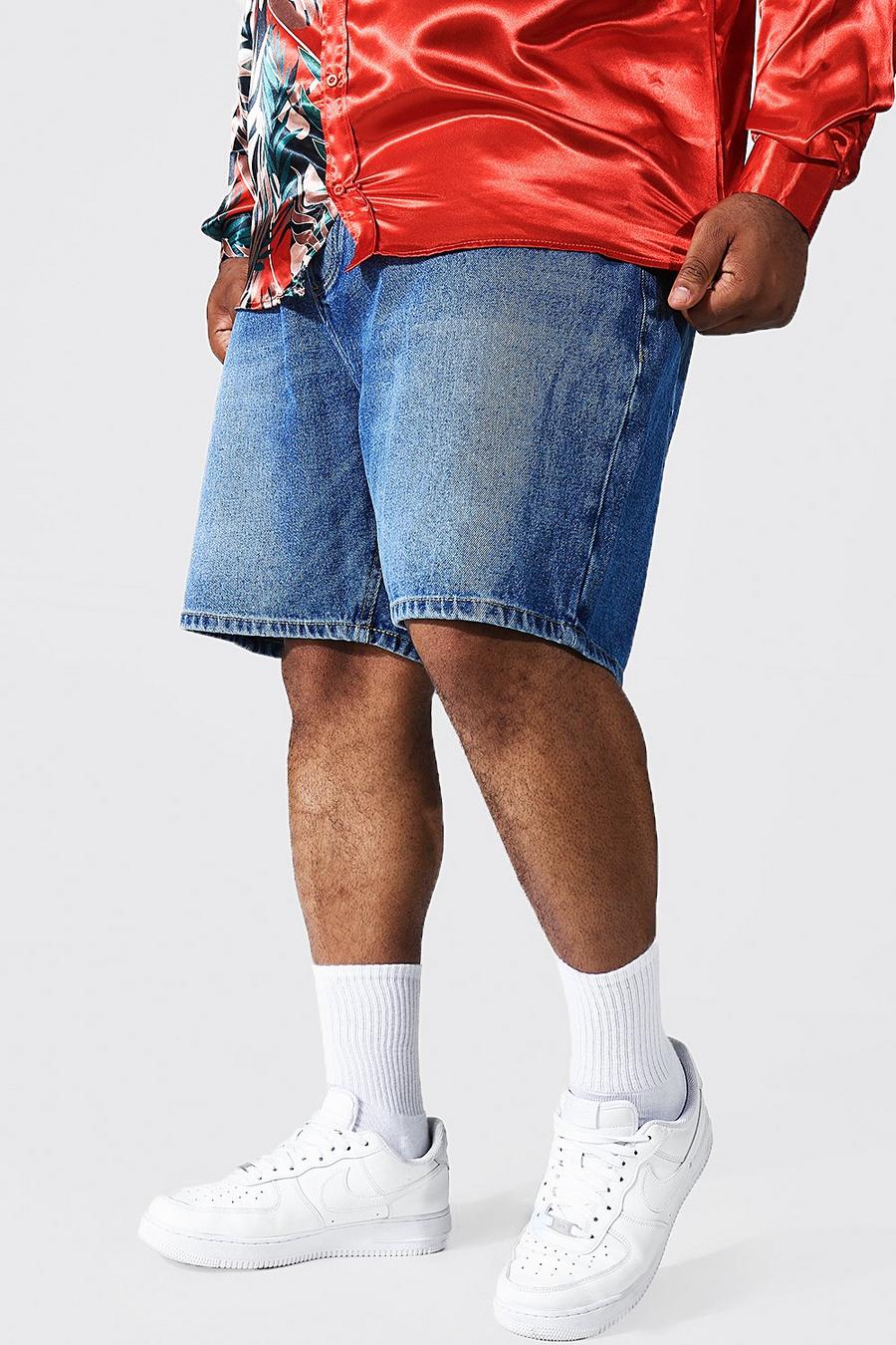 Mid blue Plus Relaxed Fit Rigid Denim Short image number 1