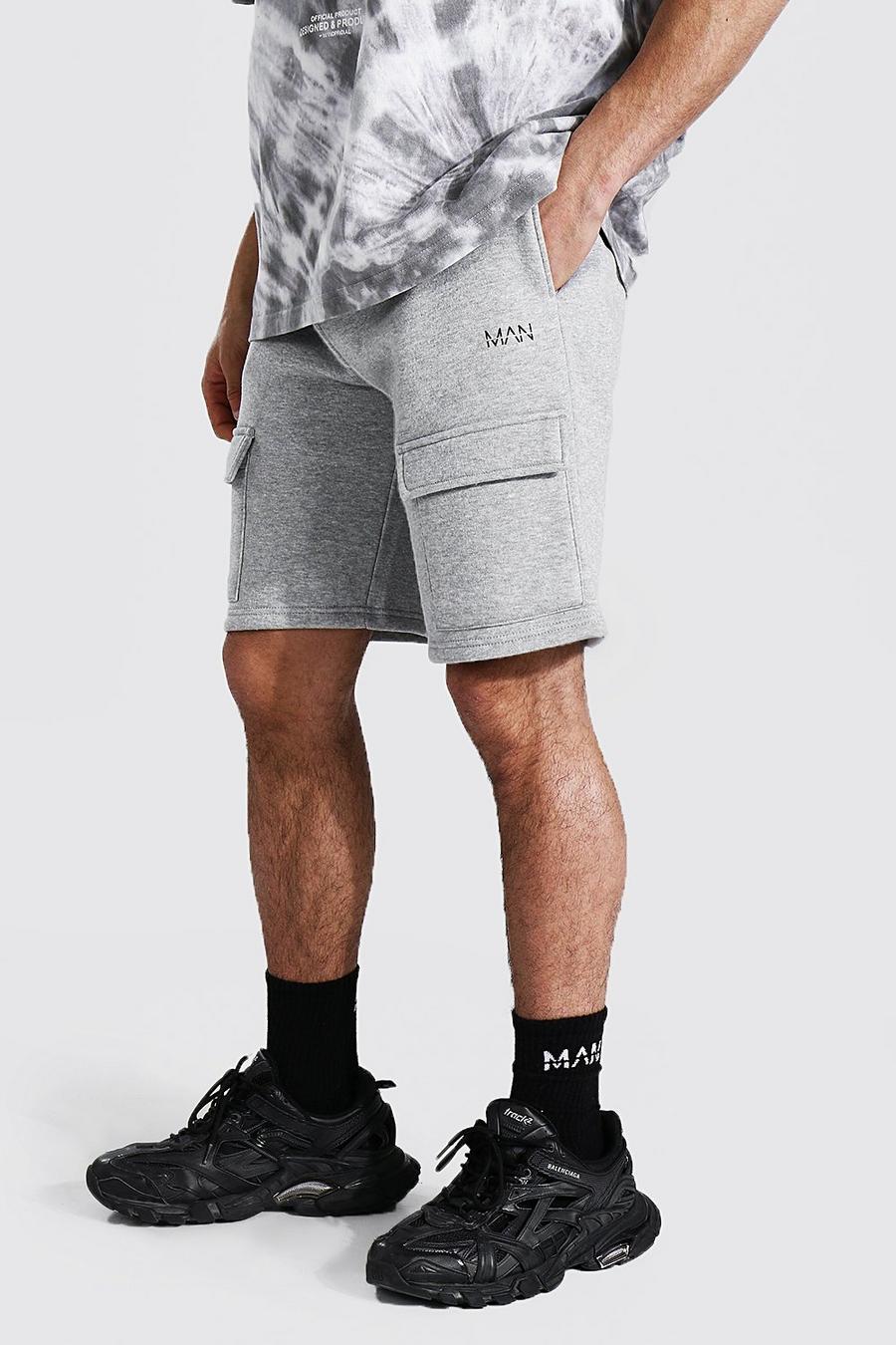 Grey marl Regular Man Front Pocket Cargo Jersey Shorts image number 1