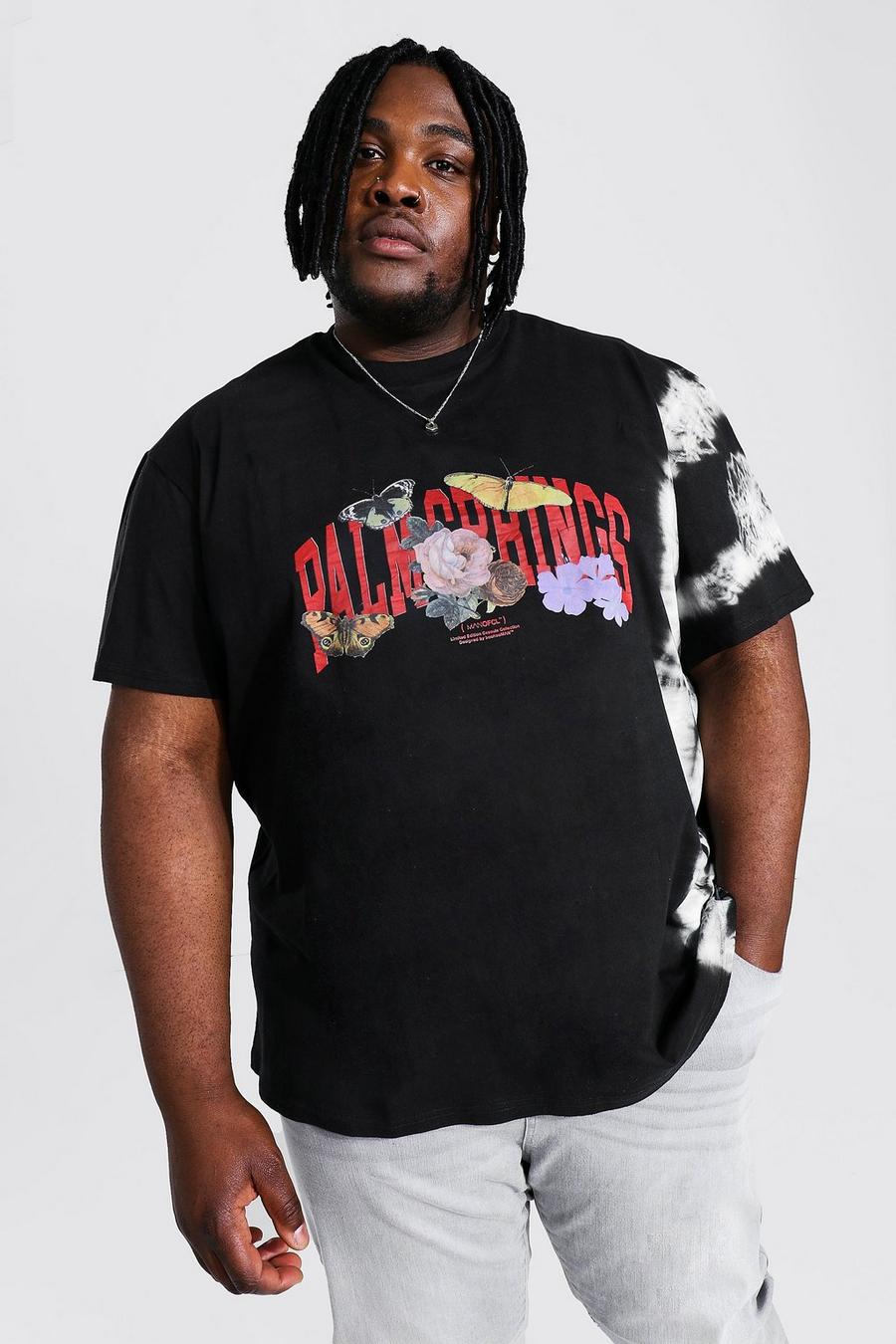 Black Plus Size Loose Tie Dye Palm Springs T-shirt image number 1