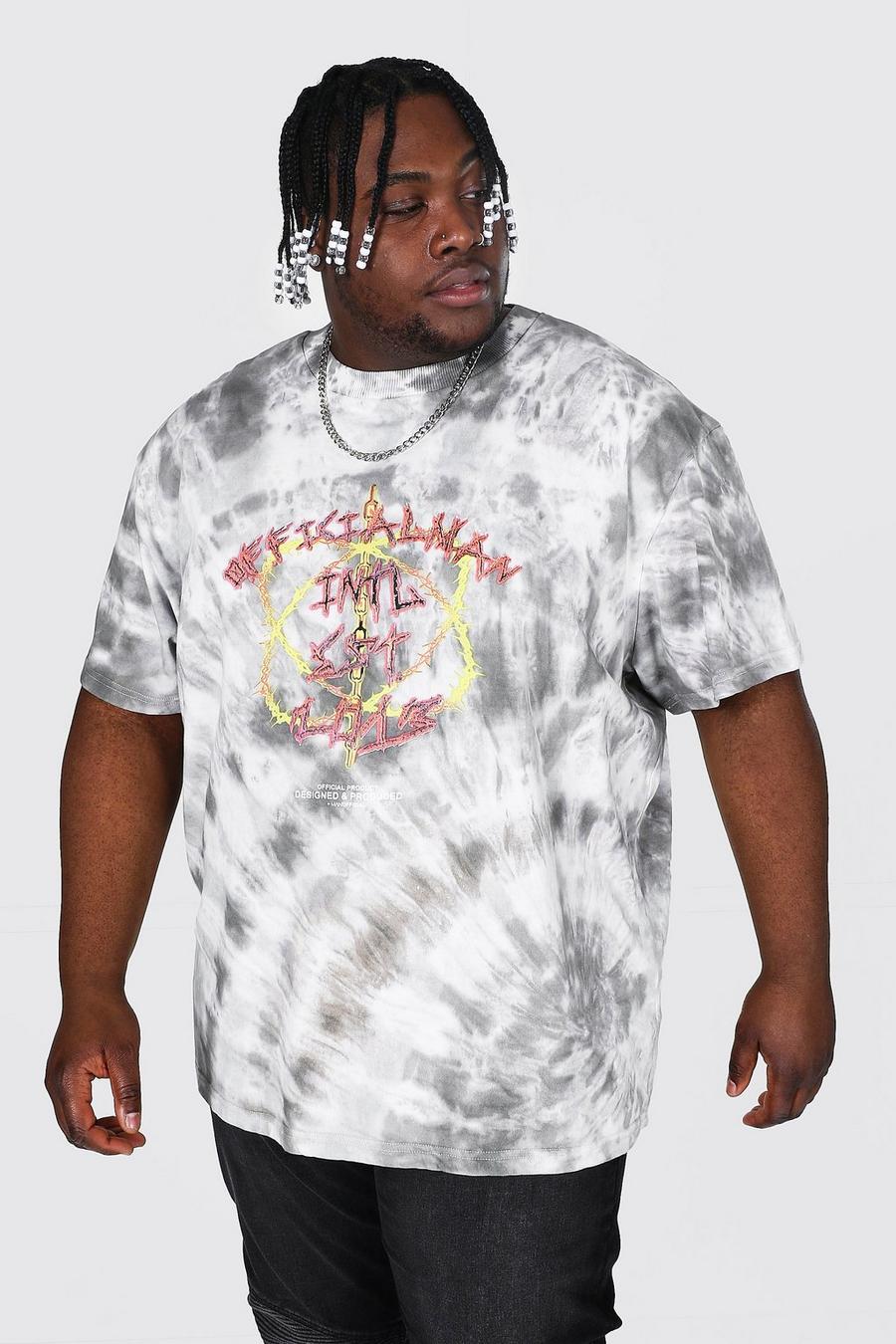 Sand Plus Size Loose Heavyweight Tie Dye T-shirt image number 1
