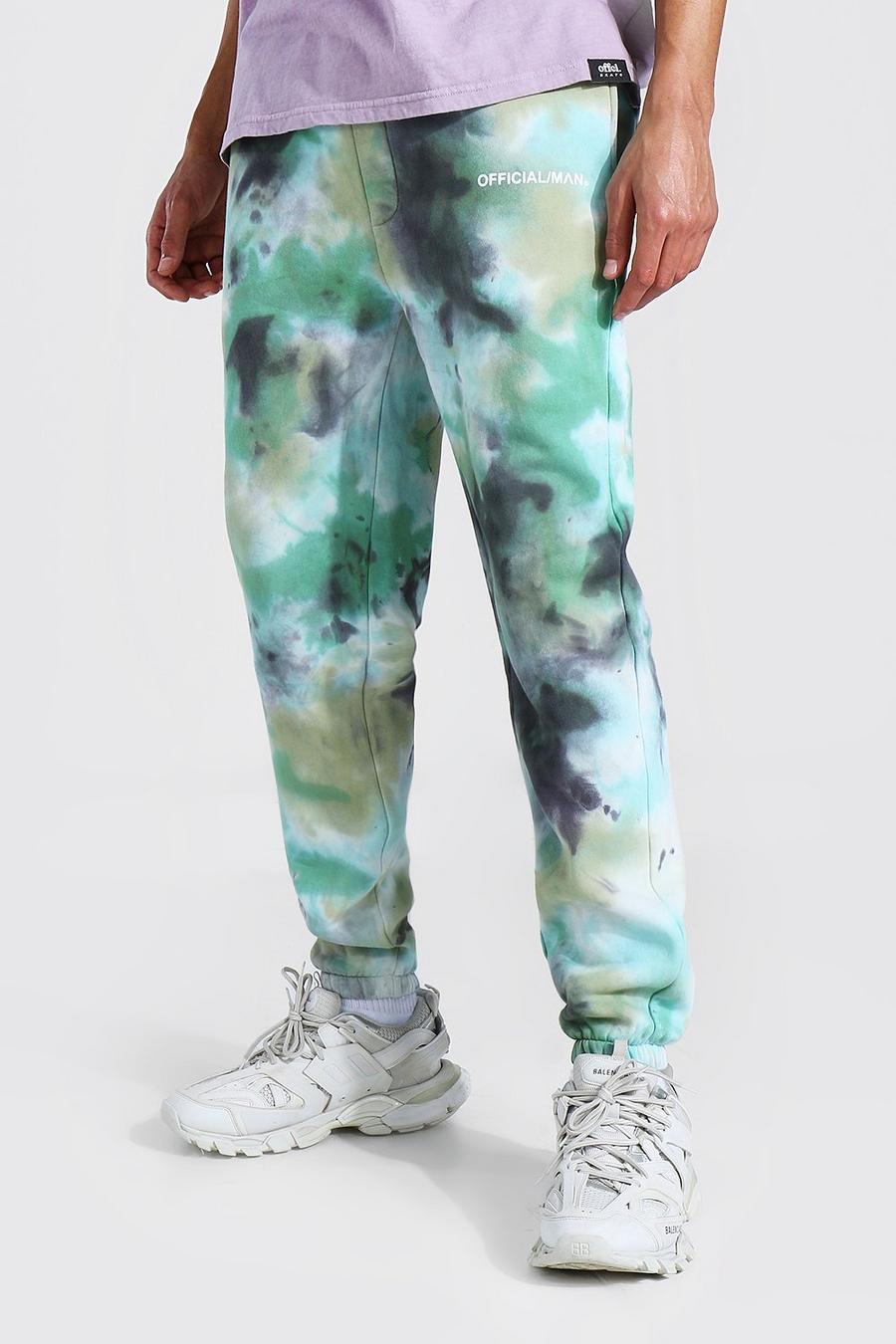 Khaki Tall Regular Man Tie Dye Track Pants image number 1