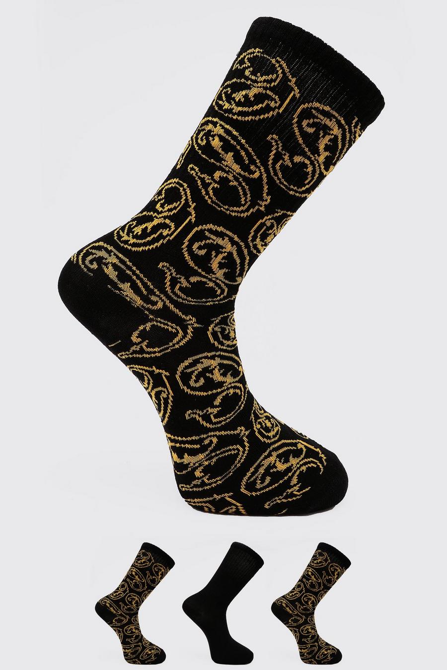 Pack de 3 pares de calcetines con estampado barroco, Multicolor image number 1