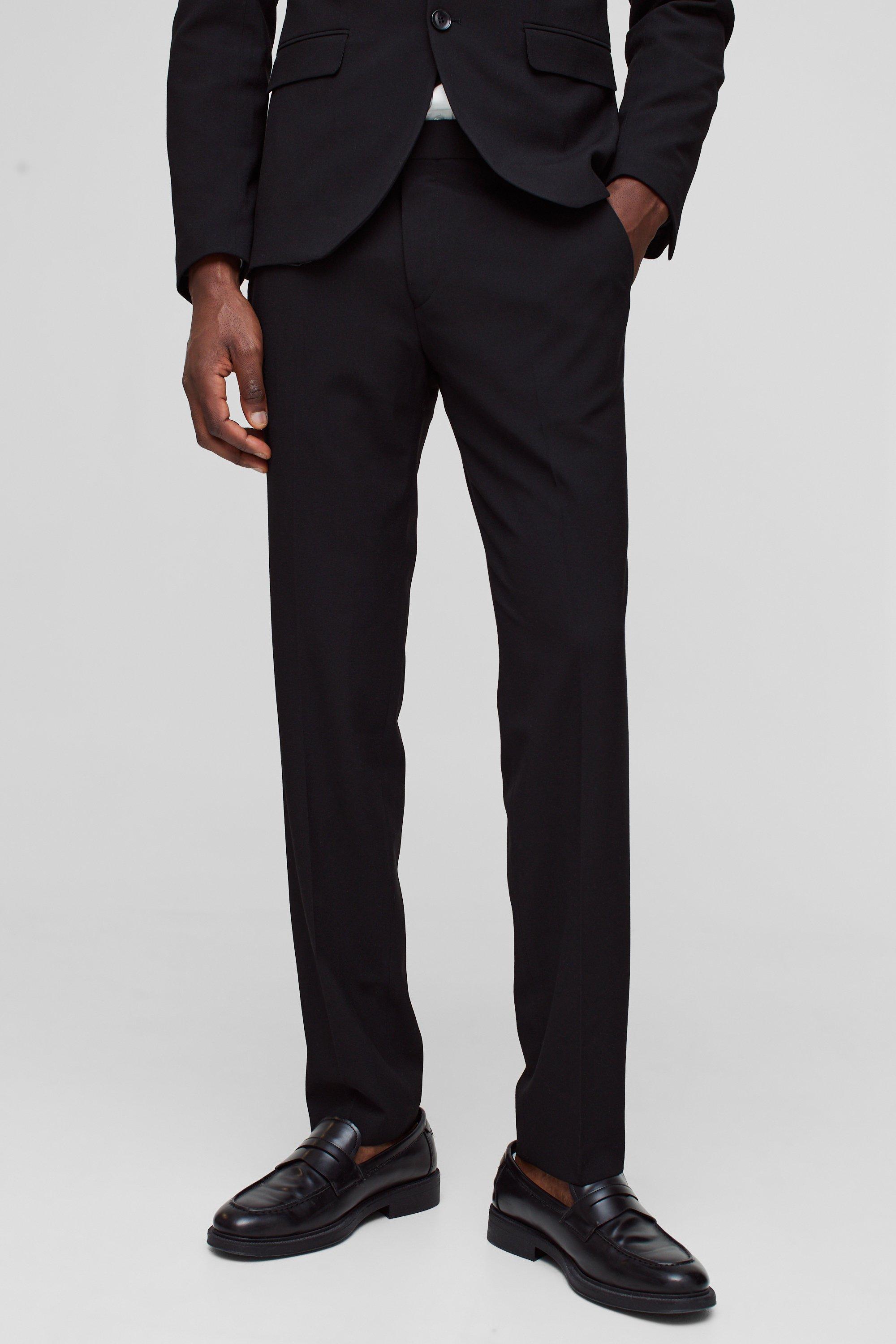 mens skinny fit black trousers