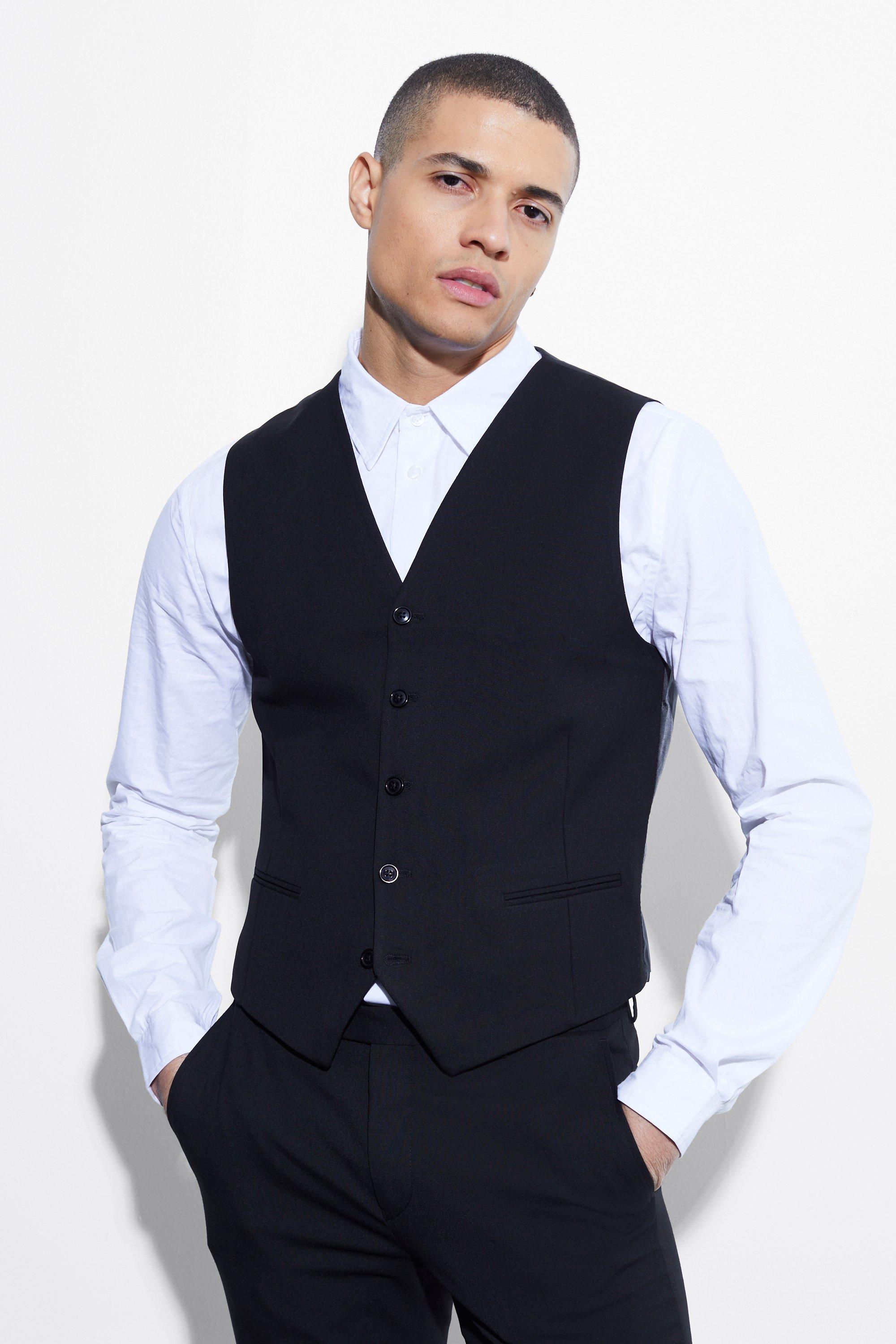 Cheap black 2025 waistcoat mens