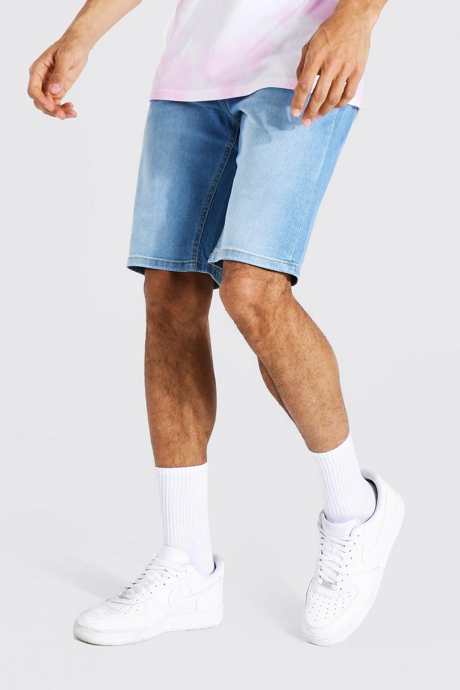 Pantaloncini Tall in denim elasticizzato Slim Fit, Light blue image number 1