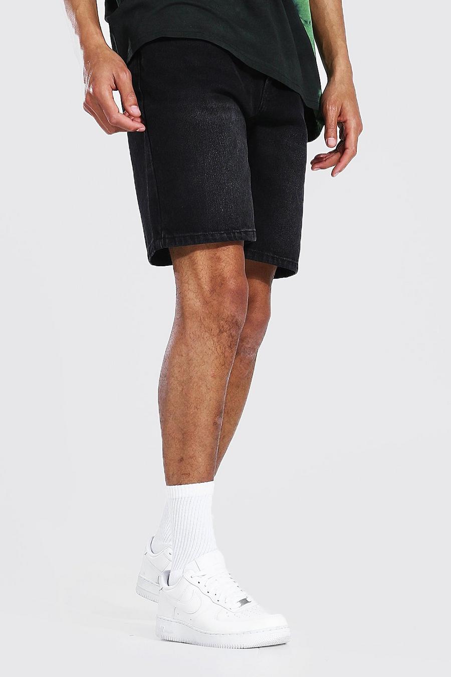 Washed black Tall Relaxed Fit Rigid Denim Short image number 1
