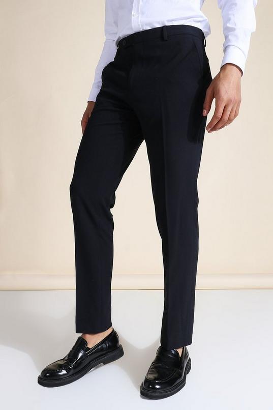 Men's Slim Navy Suit Trousers | Boohoo UK