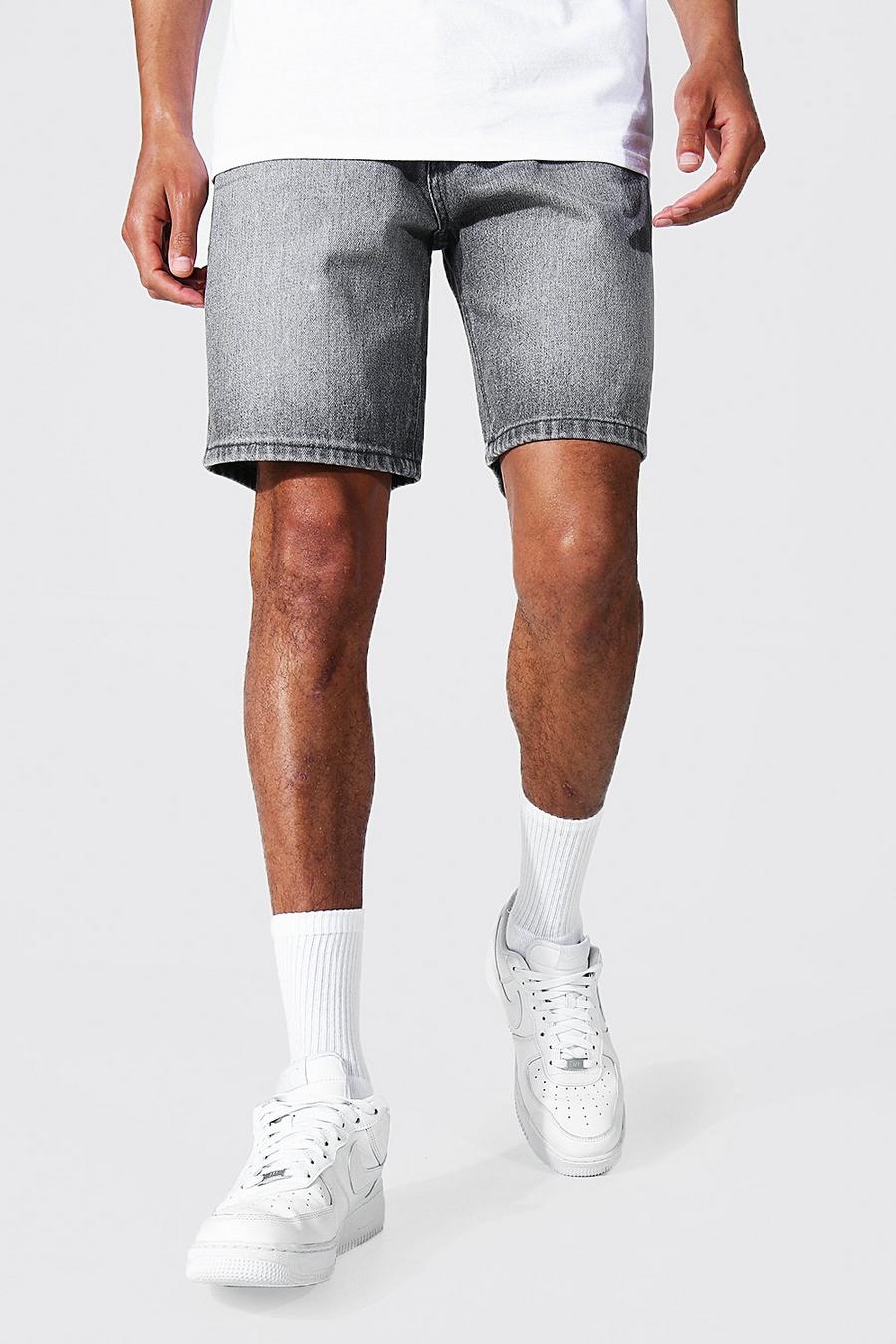 Mid grey Tall - Jeansshorts med ledig passform image number 1