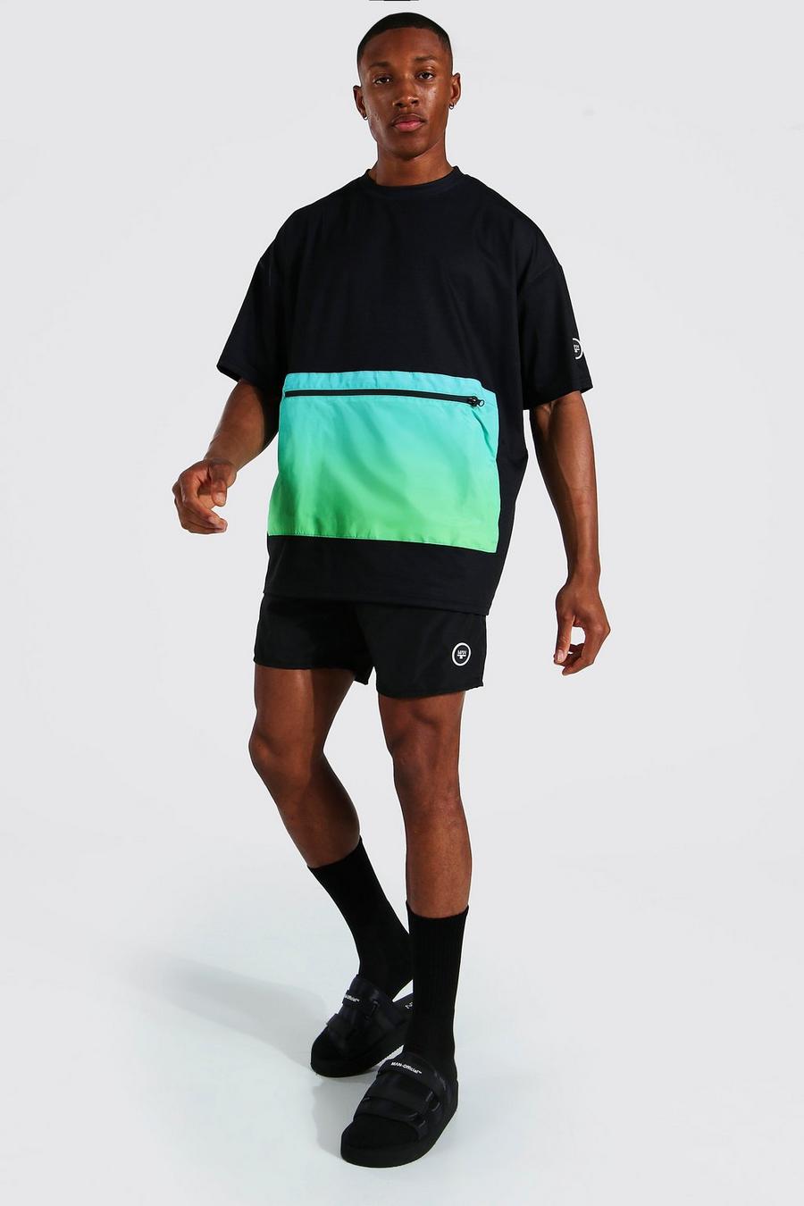 Black Oversize t-shirt och shorts med ombréeffekt image number 1
