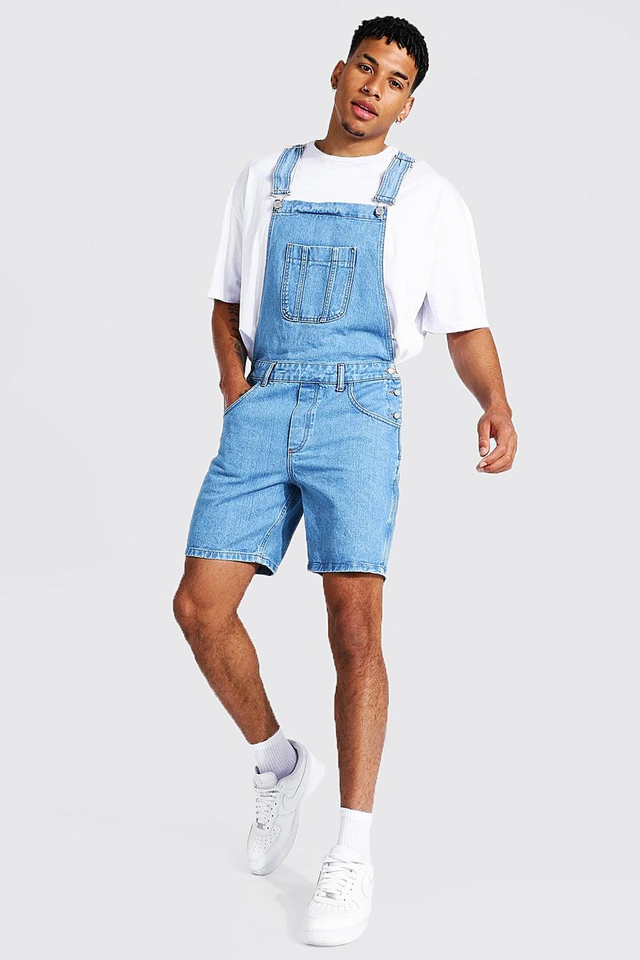 Light blue Slim Rigid Short Dungaree image number 1