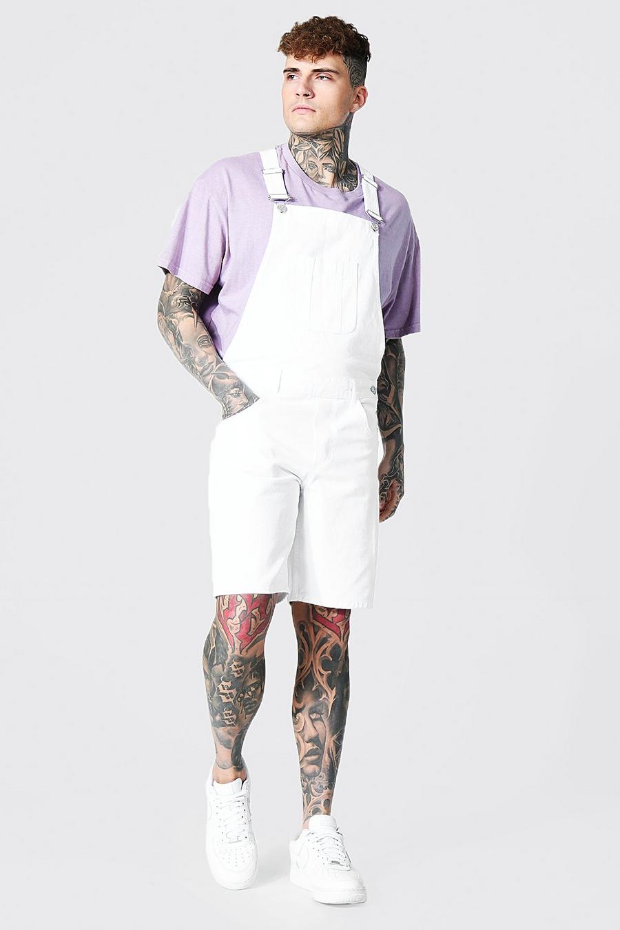 White Relaxed Fit Short Dungaree image number 1