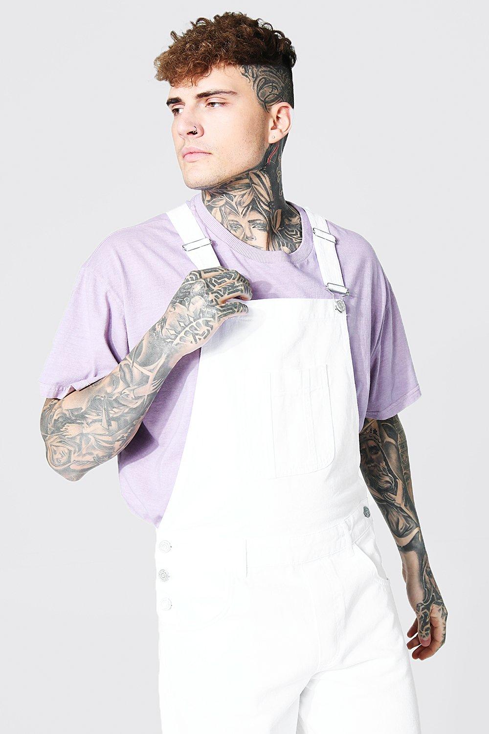 White dungaree shorts sales