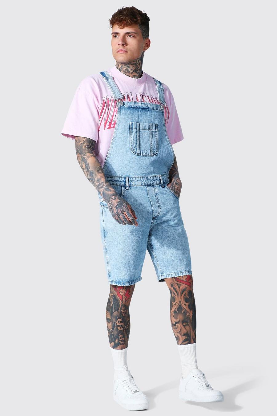 Ice blue Relaxed Fit Short Dungaree image number 1