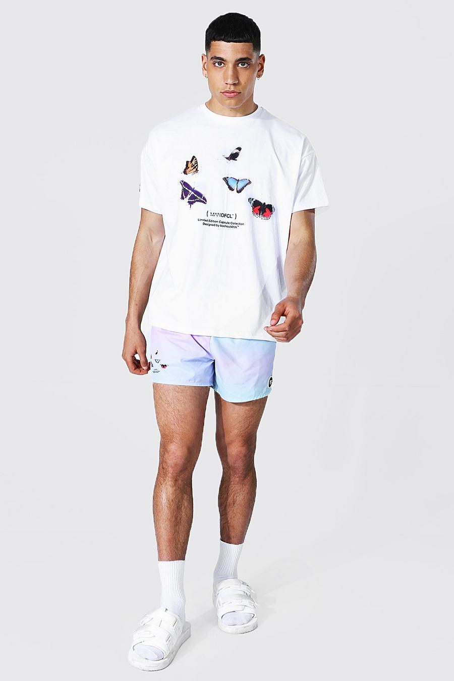 T-shirt papillon et short de bain - MAN, White image number 1