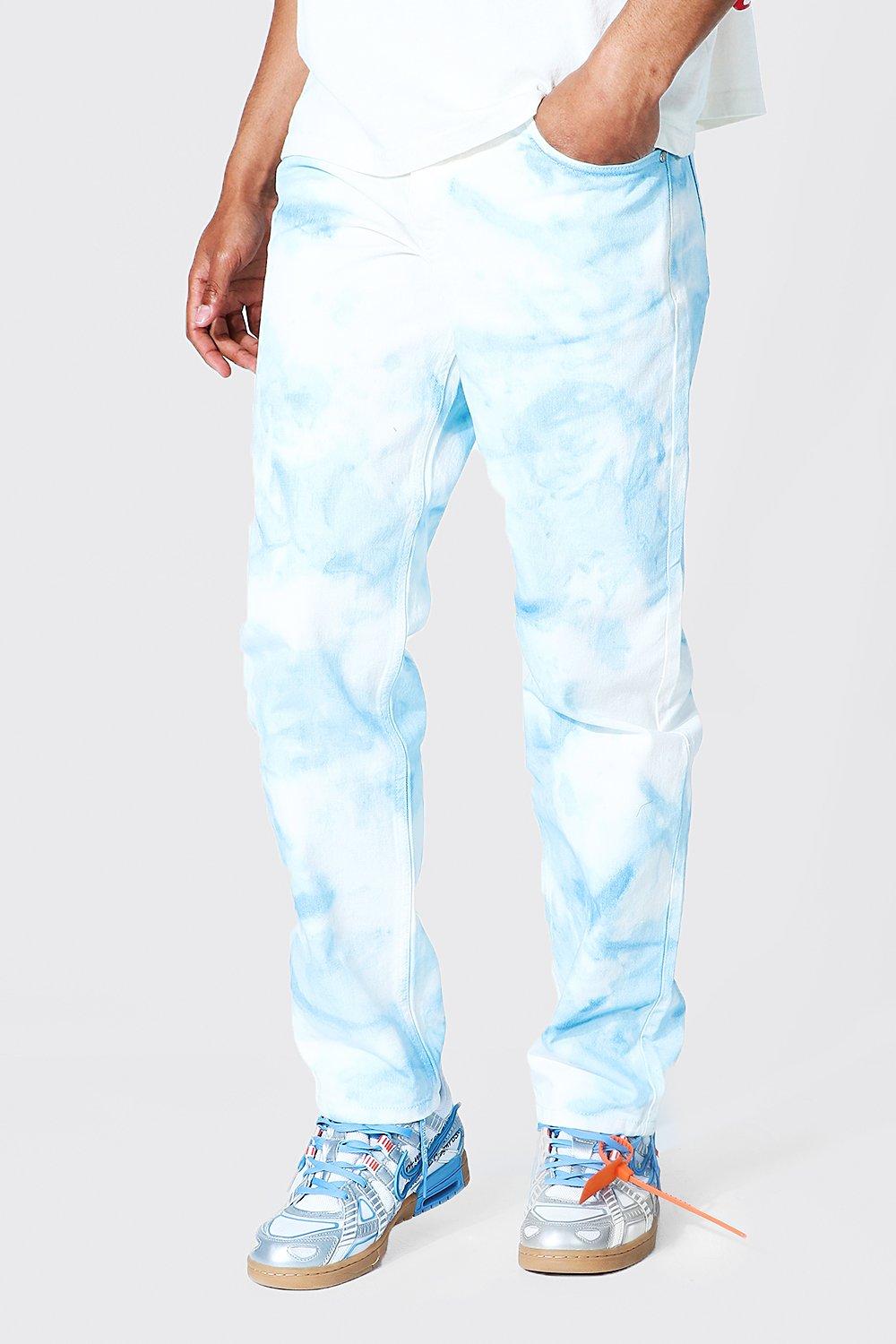 Relaxed Fit Cloud Print Jean Boohoo