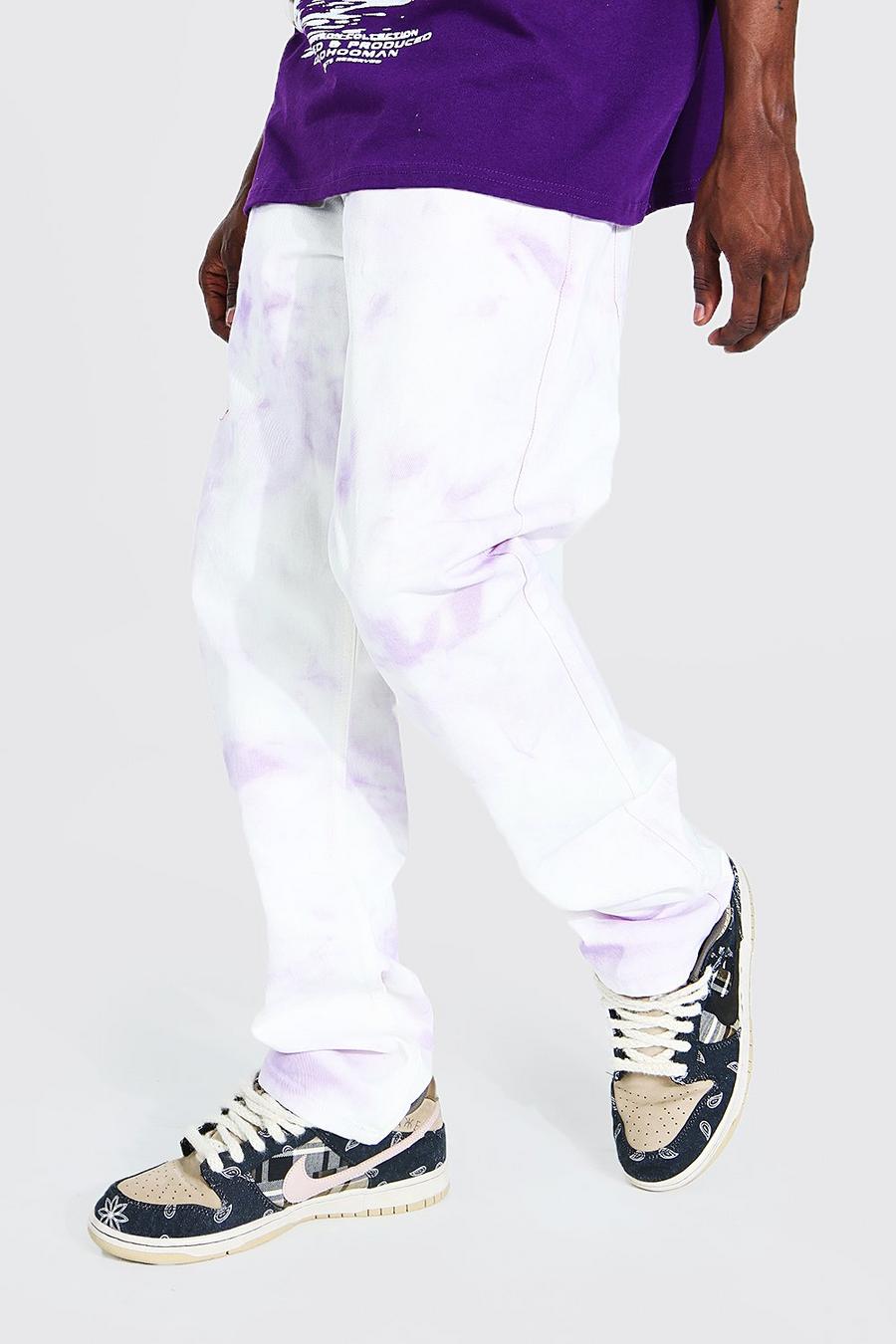 Lockere Jeans mit Wolkenprint, Lilac image number 1