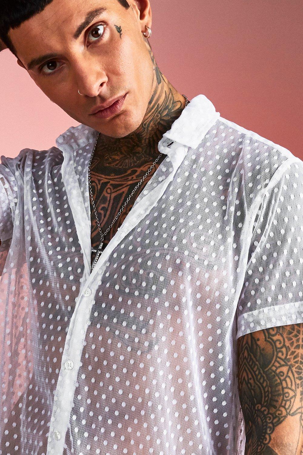 Chemise discount manche transparente