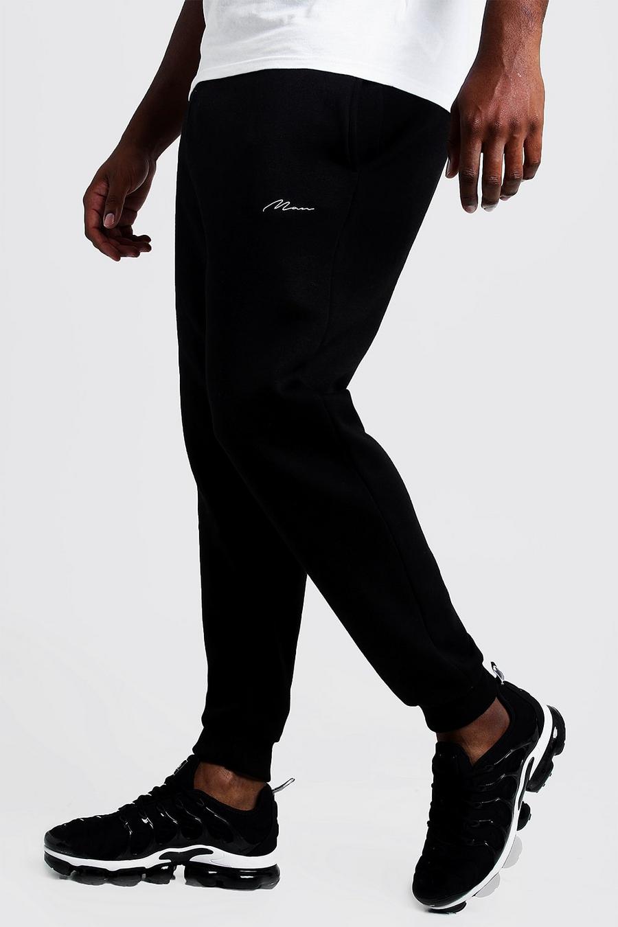 Pantalones de correr entallados con bordados MAN Big & Tall, Negro image number 1