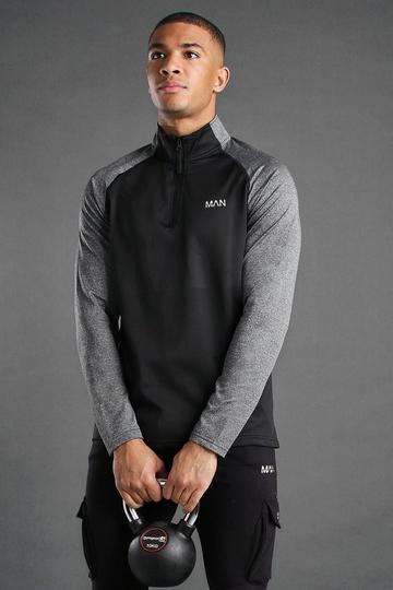 Active Gym Slim Fit Funnel Neck Track Gym Top black