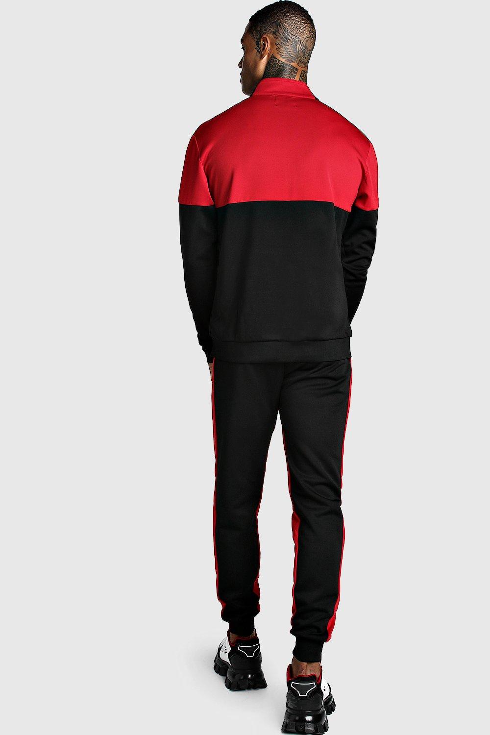 Red nike hot sale poly tracksuit