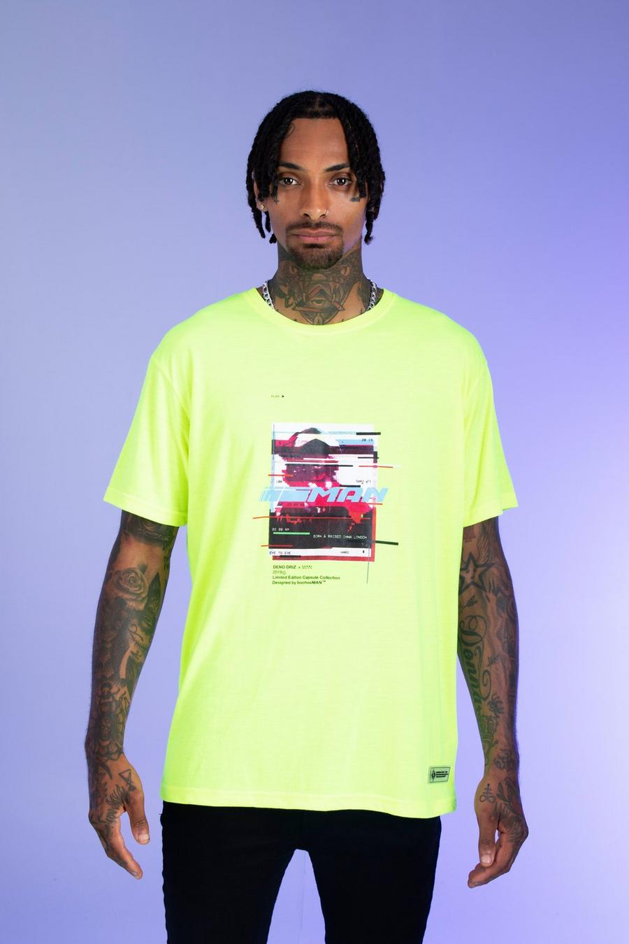Neon-green Deno Driz Loose Fit T-Shirt With Print image number 1