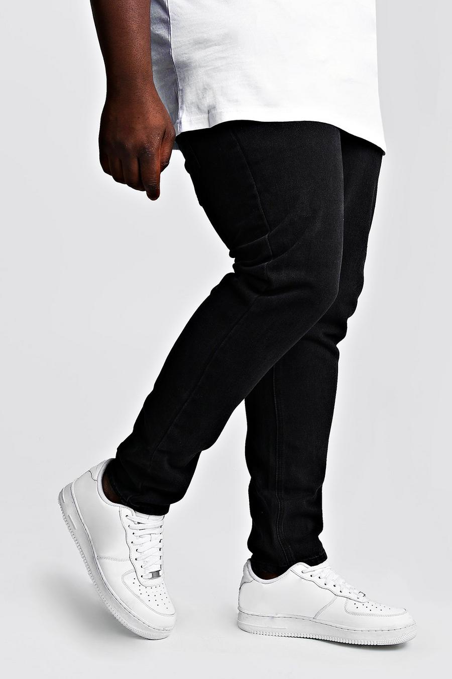 שחור דהוי מכנסי ג'ינס קשיחים בגזרה צרה לגברים גדולים וגבוהים image number 1
