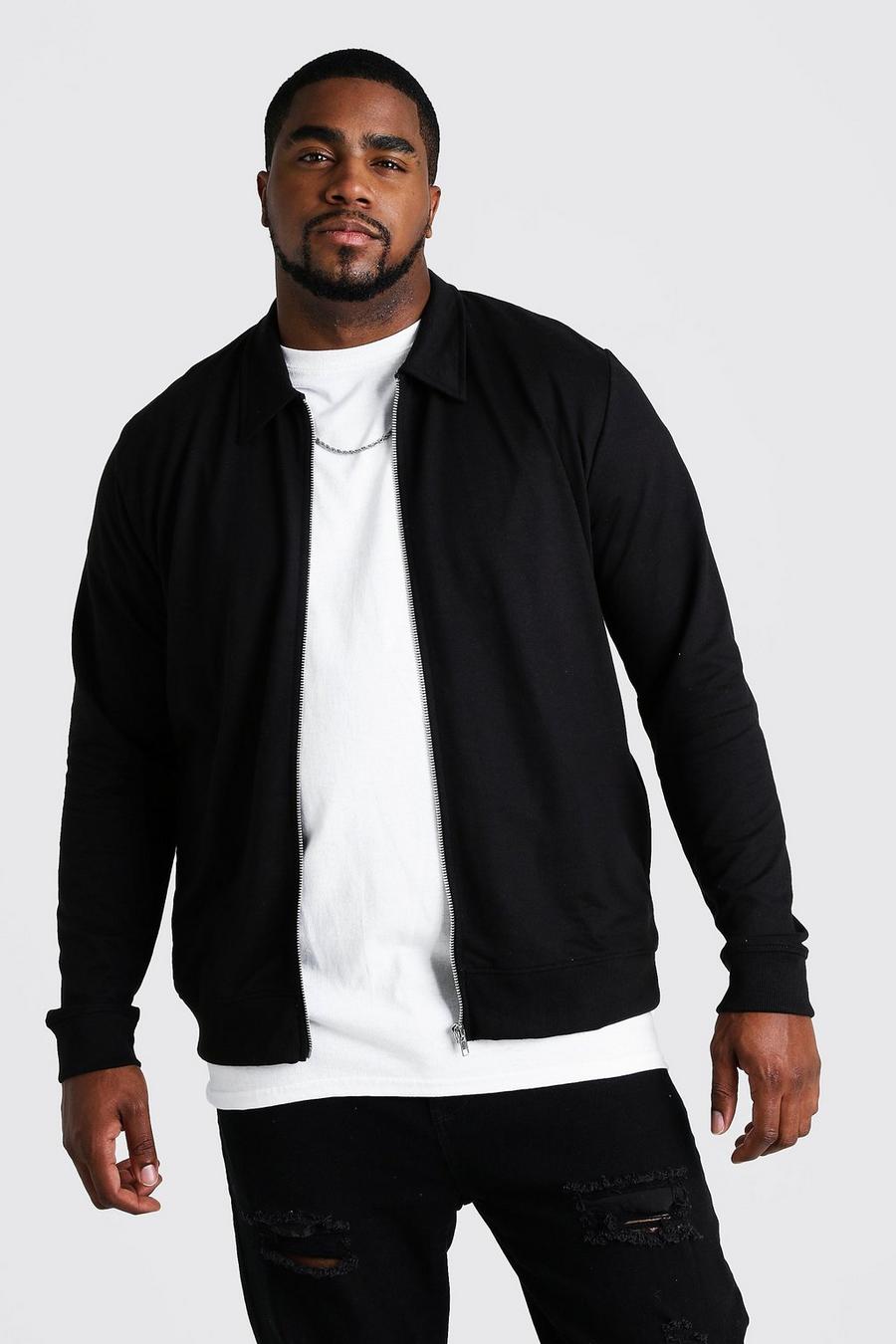 Black Plus Size Basic Jersey Harrington image number 1