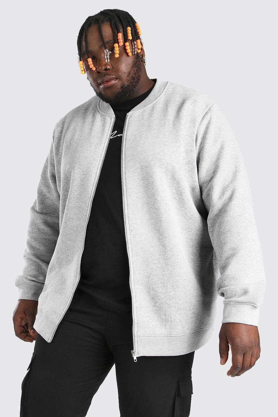 Bomber basic in jersey Big & Tall, Grigio mélange image number 1