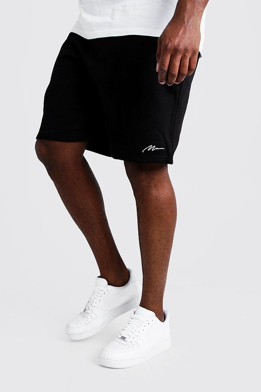 Zwart Plus Man Skinny Fit Shorts Met Tekst image number 1