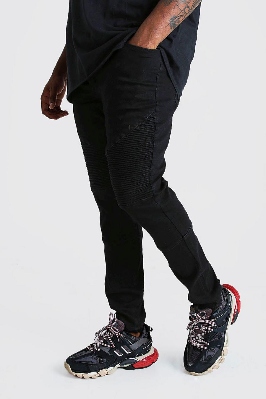 Black negro Plus Size Skinny Fit Biker Jeans image number 1