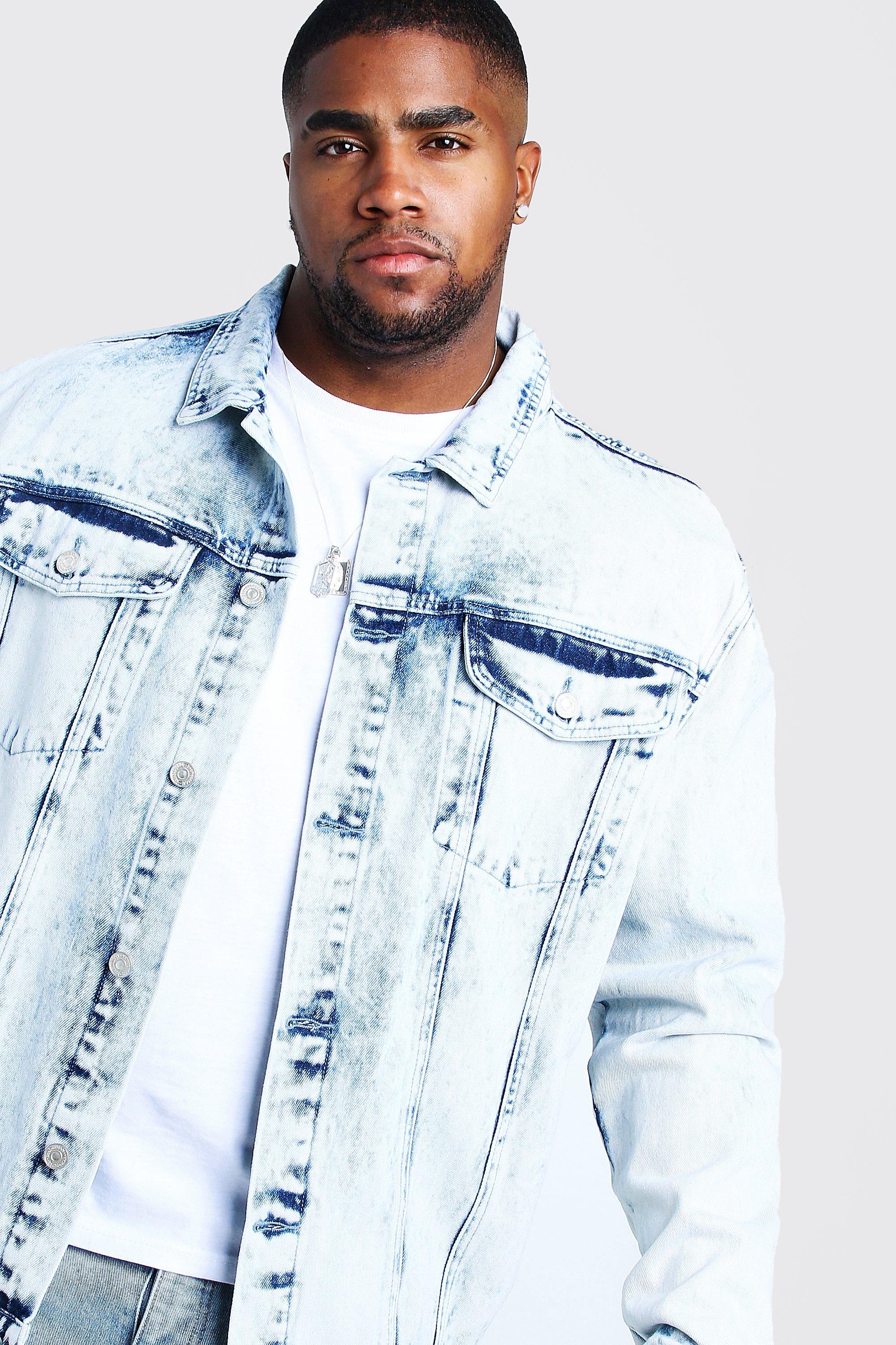 Mens plus size denim cheap jacket